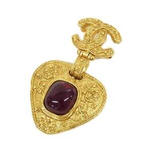 Chanel Brooch Metal Gold Red #256726C11B